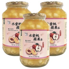 韓味不二 水蜜桃蘋果茶果醬，富含果肉，補充能量, 1kg, 3罐