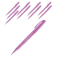 Pentel 飛龍文具 簽字筆毛筆, 粉紫色, 10個