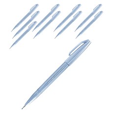Pentel 飛龍文具 簽字筆毛筆, 灰藍色, 10個
