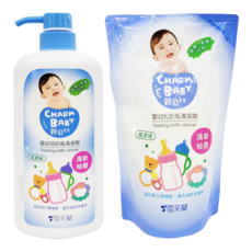 雪芙蘭 CHARM BABY 親貝比嬰幼兒奶瓶清潔劑補充包 Set, 高濃縮, 蘋果/食品可用, 清新柚香, 1.3L, 1組