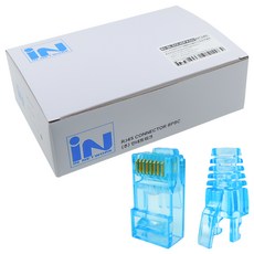 인네트워크 랜케이블 제작용 플러그 + 부트 세트 IN-BL50U6PASS, 100세트, 블루, 41mm