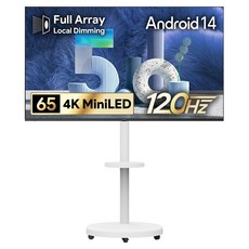더함 4K UHD QLED 구글 5.0 이동식 120Hz 스마트TV 패키지, 165cm(65인치), UA651MINILED Google5.0 120Hz 2025C, 이동형 스탠드, 방문설치