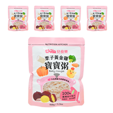 Chila 兒食樂 栗子黃金雞寶寶粥, 150g, 台灣食材, 無添加, 含紅藜麥, 五穀根莖蔬果, 營養均衡, 栗子黃金雞, 5包