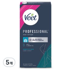 veet 프로페셔널 바디 왁스 스트립 민감성 피부용, 5개, 20g
