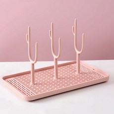 어썸굿즈 다용도 물병 젖병 물빠짐 건조 트레이 소형, 핑크, 1개, 1단