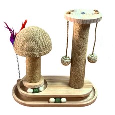 毛皇上 劍麻貓抓柱套裝, 蘑菇轉盤/小花轉盤 (50CM/40CM), 貓咪狗狗通用, 1組