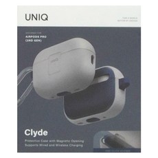 UNIQ Clyded 卡扣式雙料保護套 附登山扣, AirPods Pro 2代適用, 灰色 + 藍色, 1組