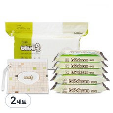 베베솜 우리아기 안심 순면 건티슈 휴대형 10매입 x 3개 + 20매입 x 2개 + 리필형 100매입 + 지퍼백 세트, 2세트