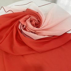 비침적은 그라데이션 두툼 쉬폰 원단 인터록마감, 레드