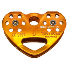 PETZL TANDEM CABLE 不鏽鋼直列式雙滑輪, 斷裂負荷:24kN，顏色:橘色, 258g, 黃色
