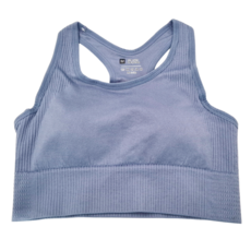 歐美高強度挖背運動內衣, 加寬雙層肩帶, 加寬側邊, S-XL, M, 馬卡龍藍