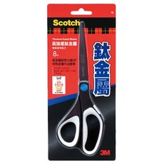 3M Scotch 鈦金屬事務剪刀, 高強度鈦金屬 刀刃一體成形 特殊塗層不黏膠帶, 8吋, 1支