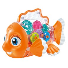 kidmate 孩子王 晶彩小丑魚 透明齒輪電動玩具，帶燈光和聲音，加速行走功能，3歲+, 1盒, 晶彩