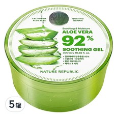 NATURE REPUBLIC 92% 蘆薈保濕凝膠 300ml, 5罐