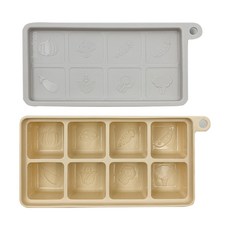 PUKU 藍色企鵝 鉑金矽膠附蓋副食品分裝盒 8格, 耐熱200°C 冰箱冷凍/微波烘烤, 280ml, 司康, 1個
