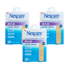 3M Nexcare PE系列 膚色繃帶, 20片, 自然膚色 美觀舒適, 透氣, 黏貼穩固, 防潑水, 1.9x7.2公分, 1.9 x 7.2cm, 3盒