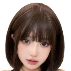 少女減齡波波頭短假髮, 冷棕色, 1個