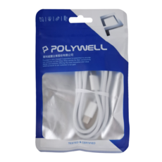 POLYWELL 寶利威爾 PD編織快充線 Type-C-Type-C, 1m, 灰白色, 1條