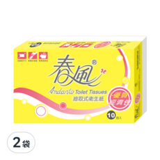 春風 經濟包抽取衛生紙 雙層 100張, 10包, 2袋