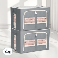 조은리빙 프리미엄 디자인 와이어 패브릭 리빙박스, 그레이, 4개