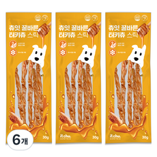 잇츄 강아지 츄잇 꿀바른 터키츄 스틱, 6개, 30g, 혼합맛(칠면조/마누카꿀)