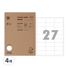 Formtec 條碼用標籤紙 LQ-3104, 27格, 80個