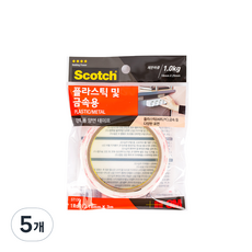 3M 스카치 플라스틱 금속용 폼 양면테이프 18mm x 3m, 5개