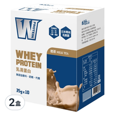 義美生醫 W PROTEIN 乳清蛋白飲 奶茶口味 35g x 10包, 350g, 2盒