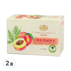 Magnet 曼寧 有機蜜桃國寶茶 40公克 (2公克x20茶包), 無咖啡因, 清甜蘋果與水蜜桃香, 2g, 20包, 2盒