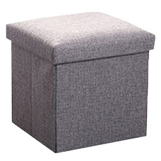 SIANG SI 多功能可折疊棉麻收納凳 40 x 25 x 25cm 灰色, 舒適透氣, 可折疊收納, 1個