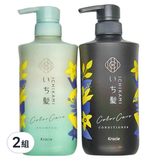 Kracie 綠款護色洗髮潤髮480ml 檸檬櫻花香2入組, 護色修護染燙受損髮質, 2組