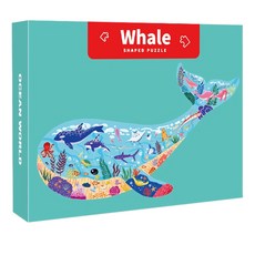 兒童拼圖 鯨魚造型 50片 海洋世界主題, 鯨魚, 1盒