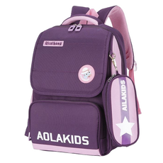 AOLAKIDS 兒童書包，附AILAKIDS筆袋, 粉紫色, 1個