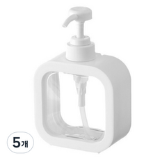 제이밀 사각 투명 디스펜서 500ml, 화이트, 5개