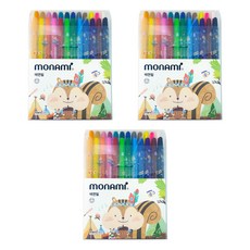 모나미 남아용 모니주 샤프식 색연필 3세트, 24색, 3개