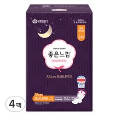 좋은느낌 오리지널 오버나이트 생리대 패드형, 24개입, 4개