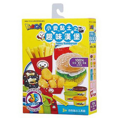 風車圖書 FOOD超人小麥黏土新版 趣味漢堡 1盒, 四色黏土工具組, 3歲以上適用