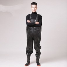 高級型釣魚潮間帶防水胸筒長筒靴, 08黑色格子胸圍40