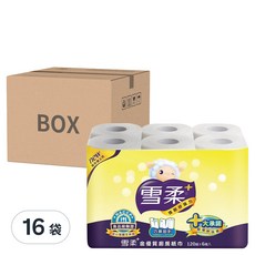 雪柔 金優質廚房紙巾 120組x6捲入，8串共48入，雙層, 6捲, 16袋