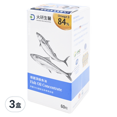 大研生醫 德國頂級魚油軟膠囊, 84% Omega-3脂肪酸, 60粒, 60顆, 800mg, 3盒