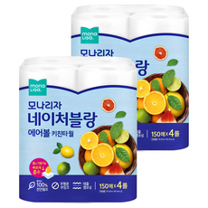 모나리자 네이처블랑 에어볼 천연펄프 롤키친타올, 4개입, 2개 8개