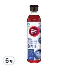 청정원 홍초 100% 자연발효초사용 블루베리, 900ml, 6개