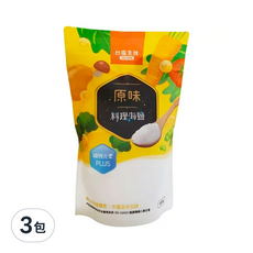 TAIYEN 台塩生技 原味料理鹽, 添加鈣鎂鉀等礦物元素, 突顯食材原味 500g, 3包