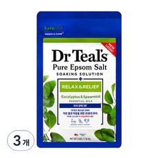  닥터틸즈 퓨어 엡솜 솔트 소킹 솔루션, 1.36kg, 3개 