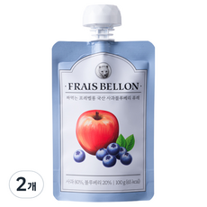 FRAIS BELLON 韓國產水果泥 4包, 混合口味（蘋果/藍莓）, 100g, 2個
