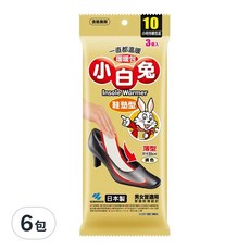 小林製藥 小白兔鞋墊型暖暖包, 10小時持續保暖, 背面防滑設計, 男女通用, 6包