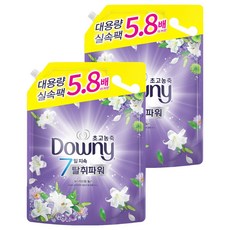 다우니 7일 탈취파워 초고농축 섬유유연제 화이트티와 릴리 대용량 리필, 4.1L, 2개
