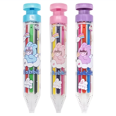 創意8色自動按壓蠟筆 Set 3支, 筆身15cm, 塑料+蠟筆材質, 1組