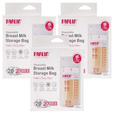 FARLIN 立體母乳保鮮袋 120ml, 雙層夾鏈設計, 站立保存更保鮮, 22個, 3盒