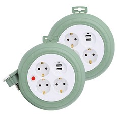 LUGBOX 接線盒 USB Multi-Reel Wire Multi-Tab 3 端口 + USB 2 端口 Mint 1.0SQ, 3m, 2個